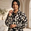 Luxever Women's Abstract Printed Cotton Shirt