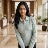 Luxever Women's Side Tie Cotton Shirt