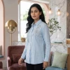 Luxever Women's Floral Embroidered Cotton Shirt