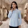 Luxever Women's Floral Embroidered Cotton Shirt