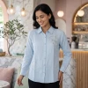 Luxever Women's Floral Embroidered Cotton Shirt