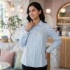 Luxever Women's Floral Embroidered Cotton Shirt