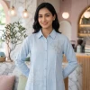 Luxever Women's Floral Embroidered Cotton Shirt