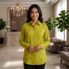 Luxever Women's Floral Embroidered Cotton Shirt