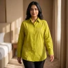 Luxever Women's Floral Embroidered Cotton Shirt