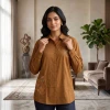 Luxever Women's Floral Embroidered Cotton Shirt