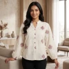 Luxever Women's Floral Embroidered Cotton Top