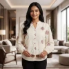Luxever Women's Floral Embroidered Cotton Top