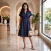 Luxever Women's Solid Cotton Shirt Dress