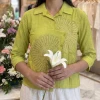 Luxever Women's Floral Embroidered Cotton Shirt