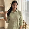 Luxever Women's Floral Embroidered Cotton Shirt