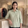 Luxever Women's Floral Embroidered Cotton Shirt