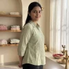 Luxever Women's Floral Embroidered Cotton Shirt