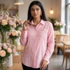 Luxever Women's Floral Embroidered Cotton Shirt