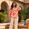 Luxever Women's Floral Print Cotton Shirt