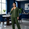 Luxever Olive Green Lace Embroidered Co-ord Set for Women