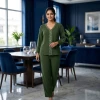 Luxever Olive Green Lace Embroidered Co-ord Set for Women