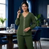 Luxever Olive Green Lace Embroidered Co-ord Set for Women