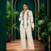 Luxever Ivory Floral Embroidered Co-ord Set for Women