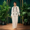 Luxever Ivory Floral Embroidered Co-ord Set for Women