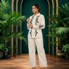 Luxever Ivory Floral Embroidered Co-ord Set for Women