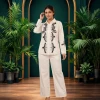 Luxever Ivory Floral Embroidered Co-ord Set for Women
