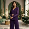Luxever Deep Purple Lace Embroidered Co-ord Set for Women