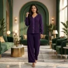 Luxever Deep Purple Lace Embroidered Co-ord Set for Women
