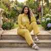 Luxever Mustard Yellow Embroidered Co-ord Set for Women