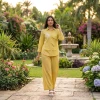 Luxever Mustard Yellow Embroidered Co-ord Set for Women