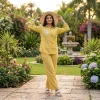 Luxever Mustard Yellow Embroidered Co-ord Set for Women