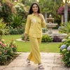 Luxever Mustard Yellow Embroidered Co-ord Set for Women