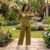 Luxever Olive Green Embroidered Co-ord Set for Women