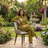 Luxever Olive Green Embroidered Co-ord Set for Women