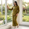 Luxever Olive Green Embroidered Co-ord Set for Women