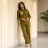 Luxever Olive Green Embroidered Co-ord Set for Women