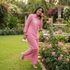 Luxever Pink Floral Embroidered Co-ord Set for Women