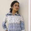 Sanganeri Girls/Women Blue Shirts