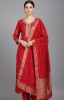 Red A-Line Kurta with Zari Work