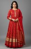 Readymade Red Silk Anarkali Salwar Kameez with Bandhani Print